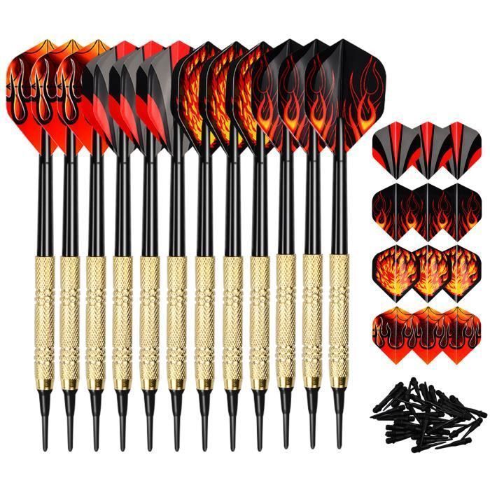 12 Plastic Tip Darts with 12 Flights and 100 Points