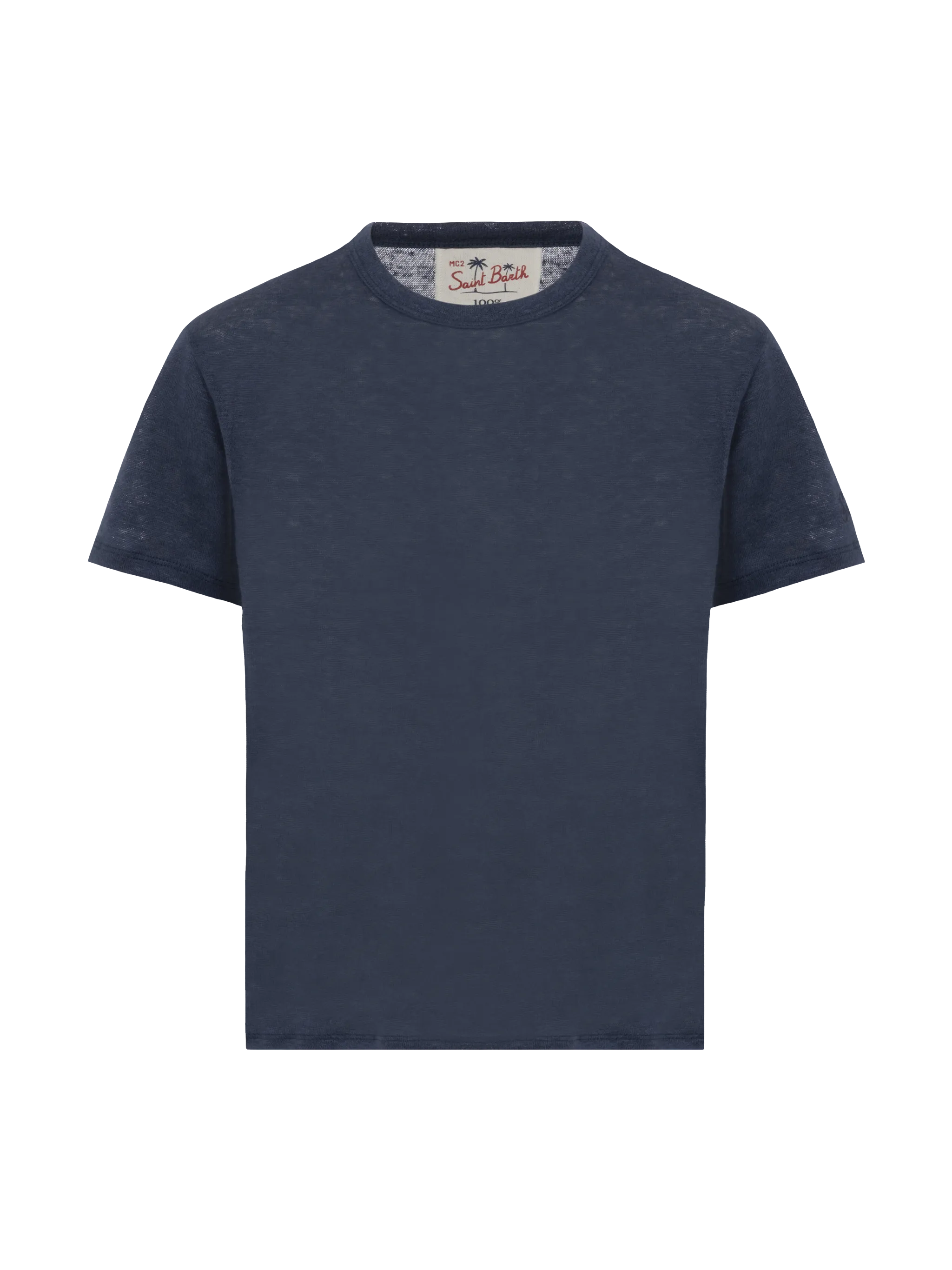 T-shirt Alex in jersey lino bianco blu navy