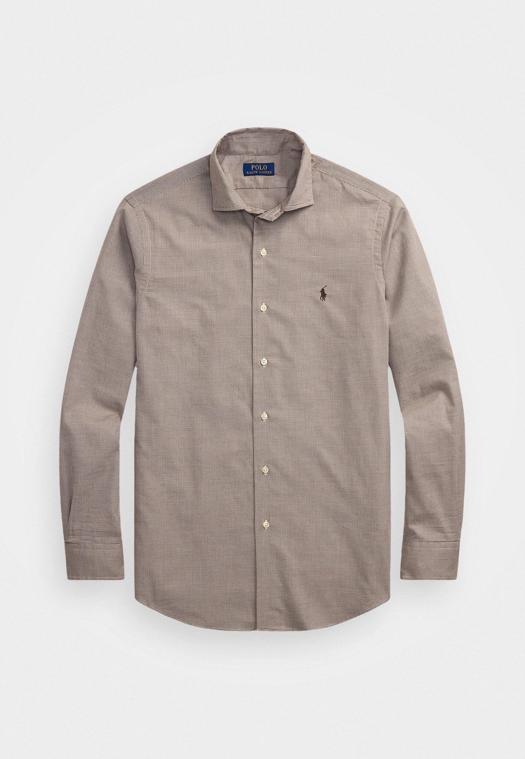 Chemise Polo Ralph Lauren coupe personnalisée en sergé à motif pied-de-poule - Crème/Marron