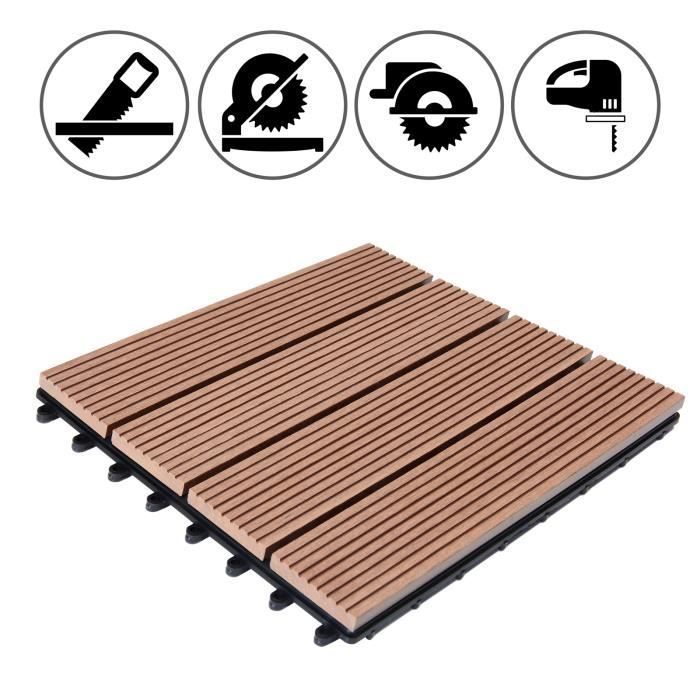 DEUBA WPC composiet houten clip-on tuintegel - Terracotta - 30 x 30 cm - Waterbestendig