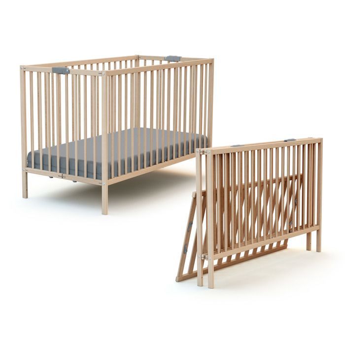 Berço dobrável para bebê - 60 x 120 cm - WEBABY - FLEX - Faia natural