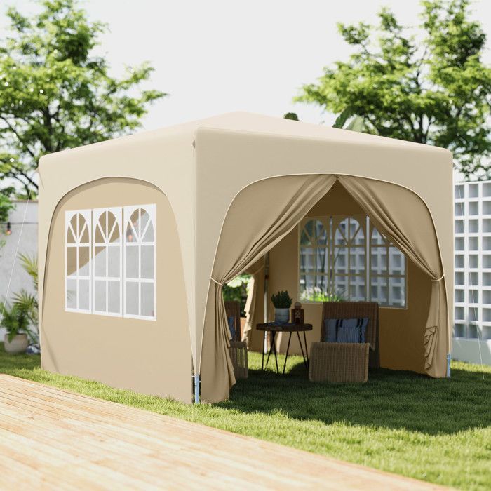 Outsunny Pavillon/Partyzelt – Faltbar – 3 x 3 x 2,73 m – Tragetasche – Sand