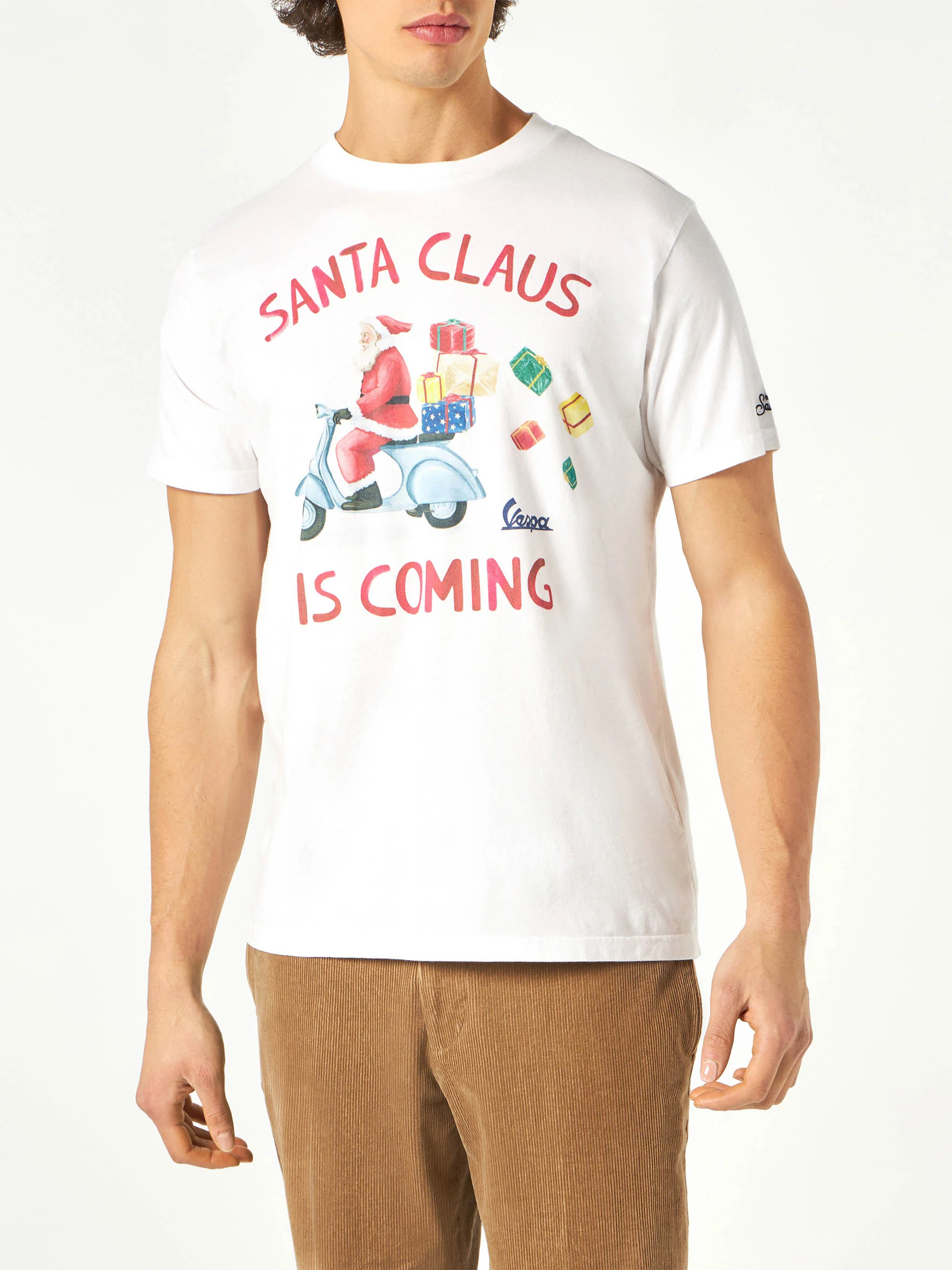 Heren T-shirt met opdruk 'De Kerstman komt eraan' - Vespa Special Edition®