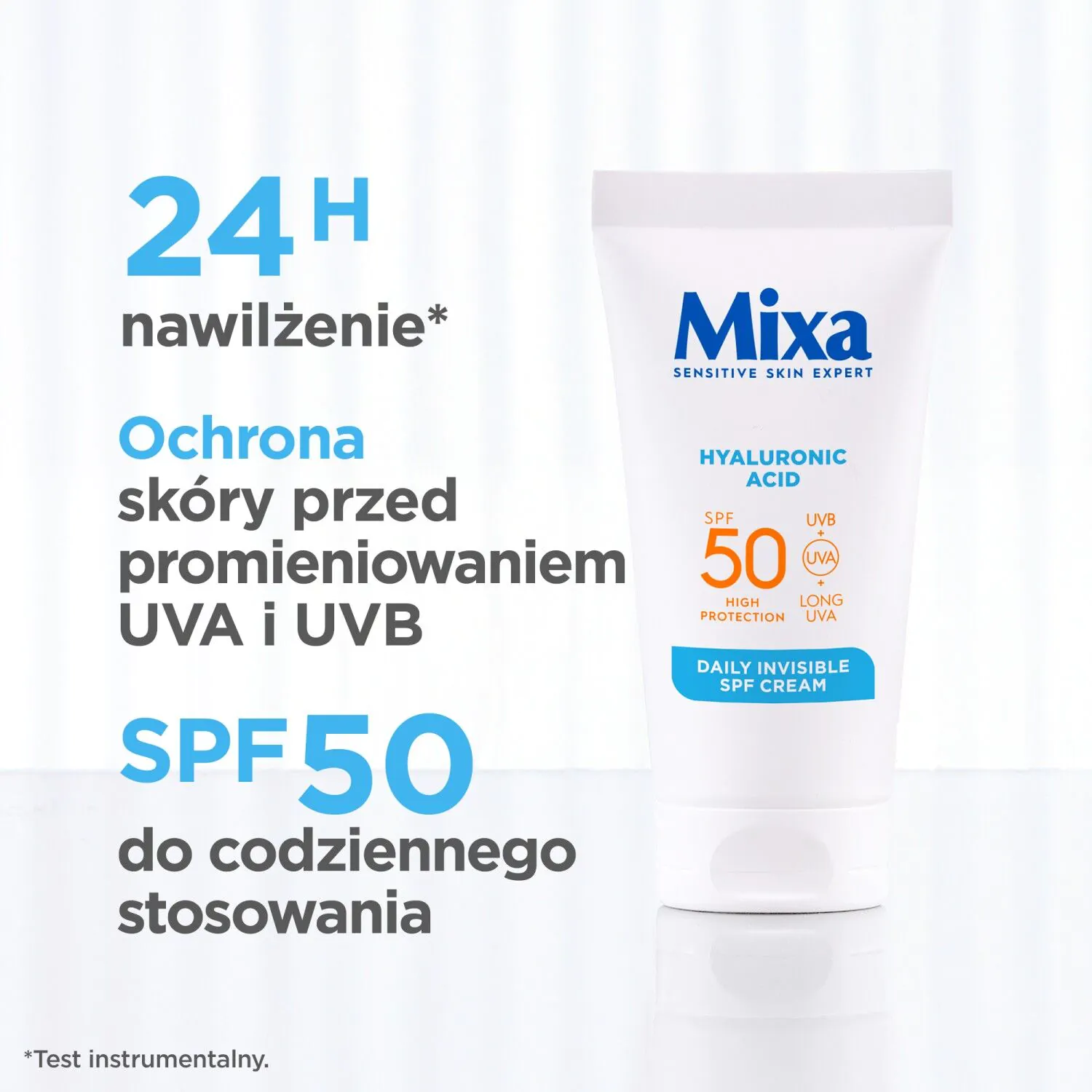 Mixa Nawilżający Krem do twarzy SPF50 z kwasem hialuronowym przeciw przesuszeniom