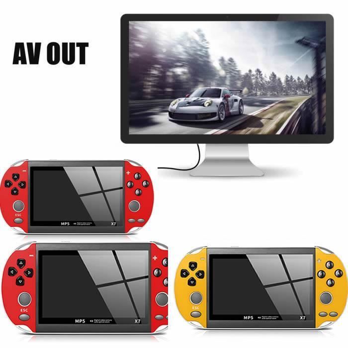 Console de jeux portable X7 - Rouge - 300 jeux intégrés - Écran 4,3 pouces