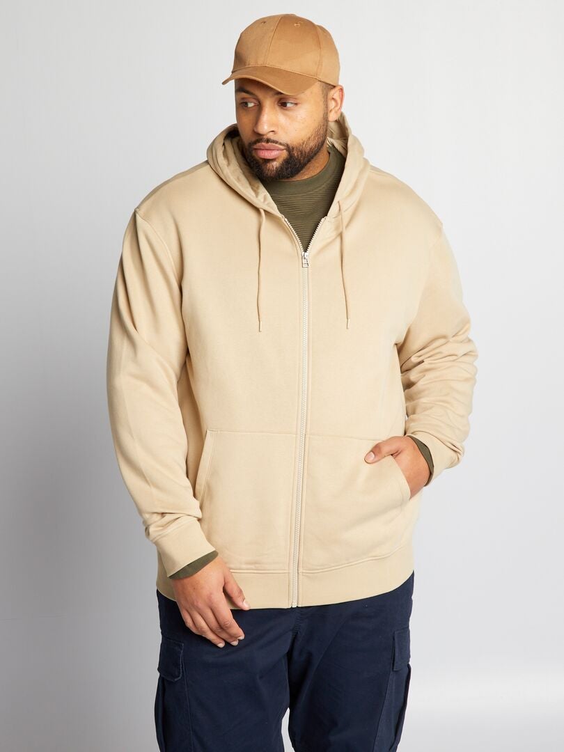 Sudadera con cremallera y capucha de tejido polar - BEIGE