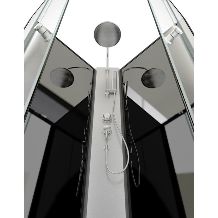 Mampara de ducha de grafito - AURLANE - 85 x 85 x 230 cm - Cristal - Negro grafito - Gris - 5 mm