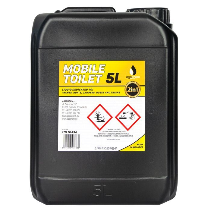Liquéfiant Pour WC Chimique AGACHEM Mobile Toilet 5L Additif Wc Cassette Camping-car
