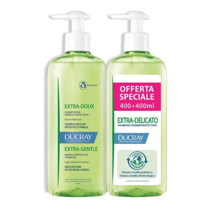 DUCRAY Extra Milde Reinigende Shampoo 2x400 ml voor de gevoelige huid