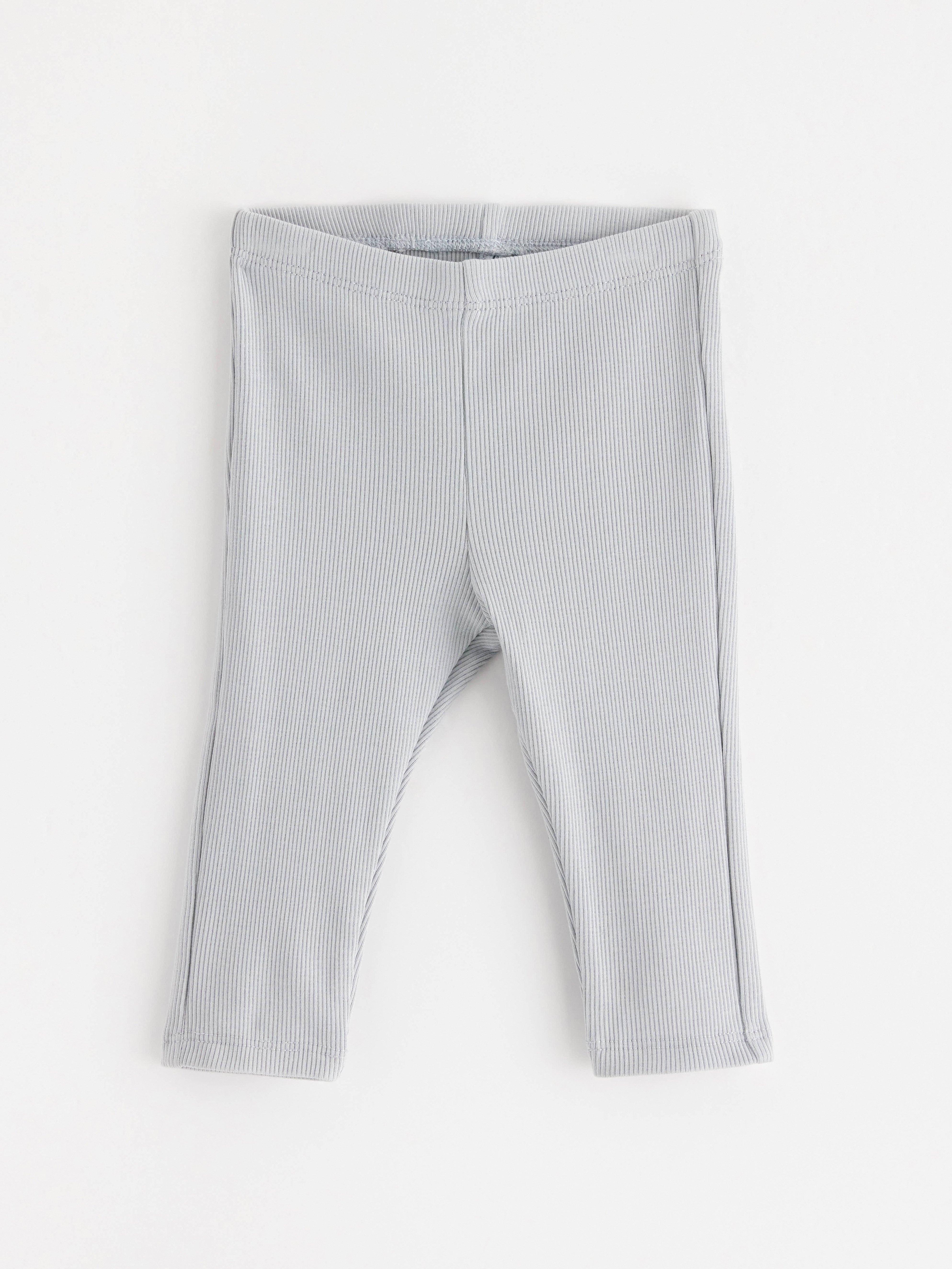 Leggings caneladas azul claro acinzentado