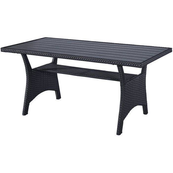 Conjunto de muebles de jardín - KAPAS - Estructura de acero y resina tejida - Negro - 7 personas