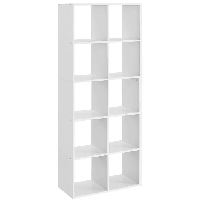 VASAGLE Boekenkast, Opbergrek met 10 Vakken, Kubusvormig Meubel, Kamerverdeler, Scandinavische Stijl, Wit