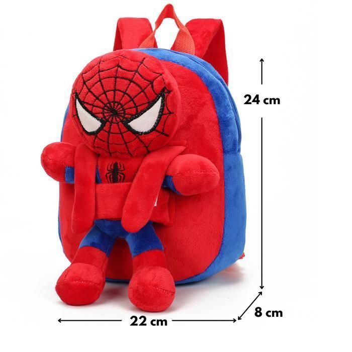 Spiderman Plush Red & Blue Children's Backpack - Cute Ultra-Light Backpack for Preschool & Leisure