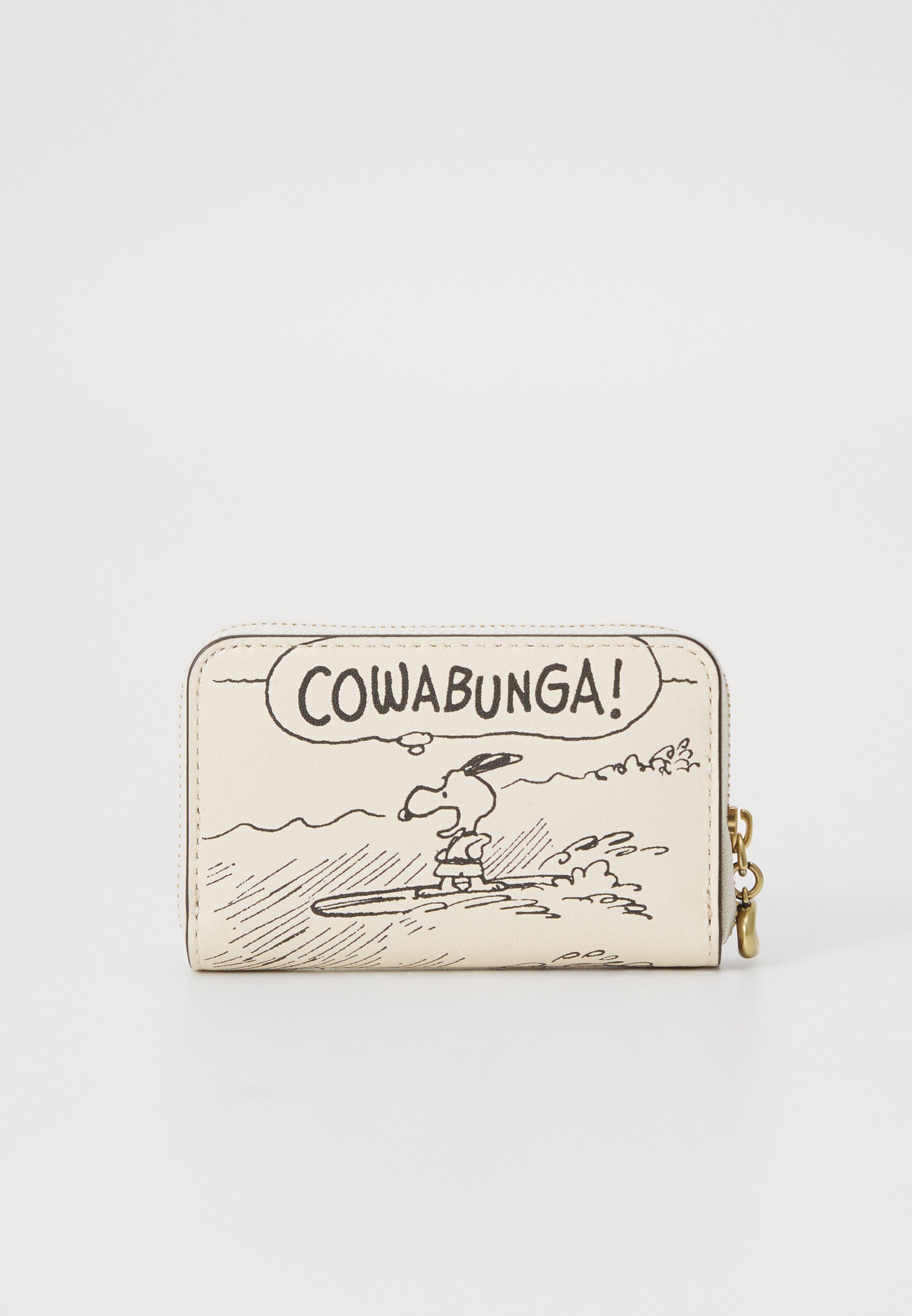 Étui à cartes zippé COACH x Peanuts petit format avec imprimé journal - Portefeuille - craie