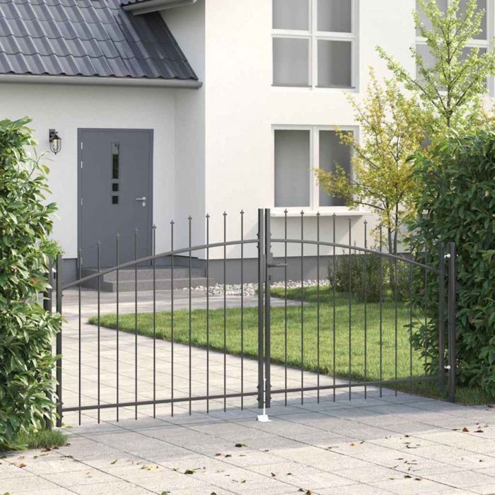 Portail de jardin gris en acier 125 x 300 cm avec verrou – portillon vidaXL