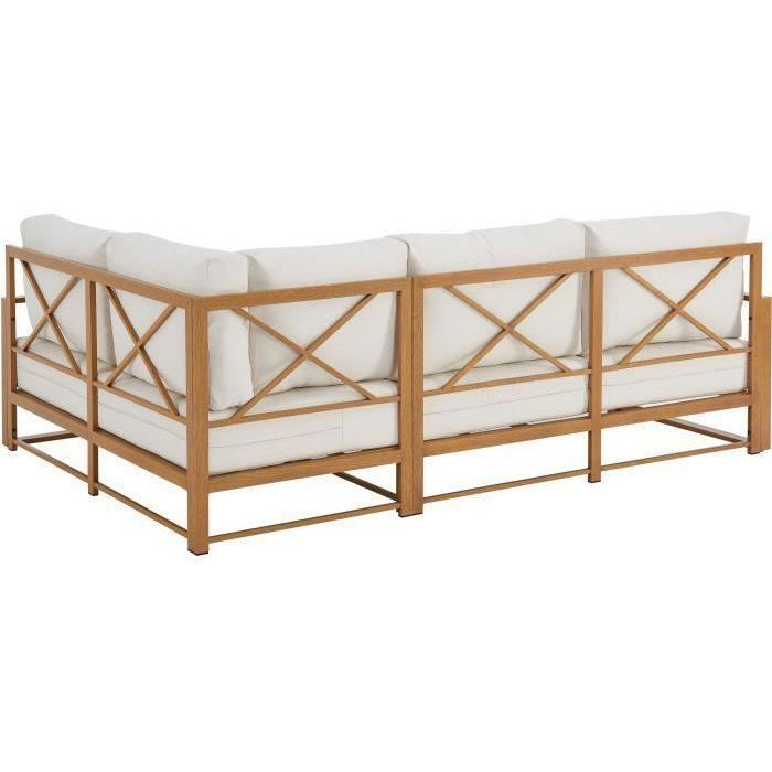 SANTA hoekbank tuinset - Aluminium met houtlook - 5 personen - Ecru