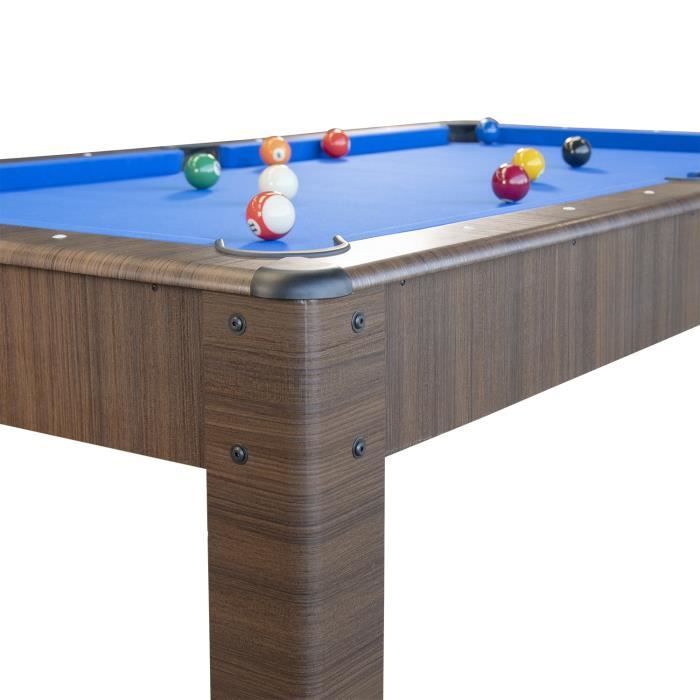 AMBIANCE 7ft Amerikaanse pooltafel - Eikenhouten afwerking met blauw laken