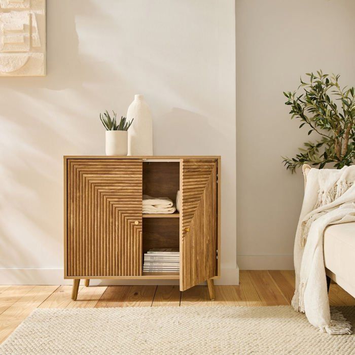 CALICOSY - Aparador EDEN de 2 puertas con frentes laminados - Madera clara