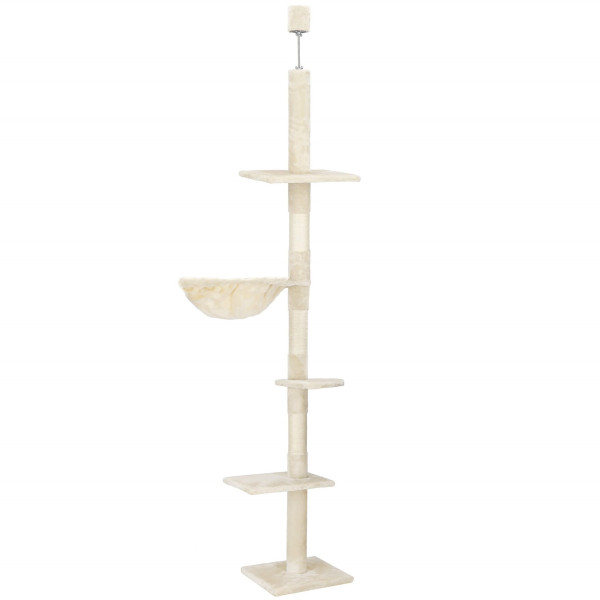 Słupek do drapania dla kota sufitowy sizal drapak 240 - 265 cm kremowy