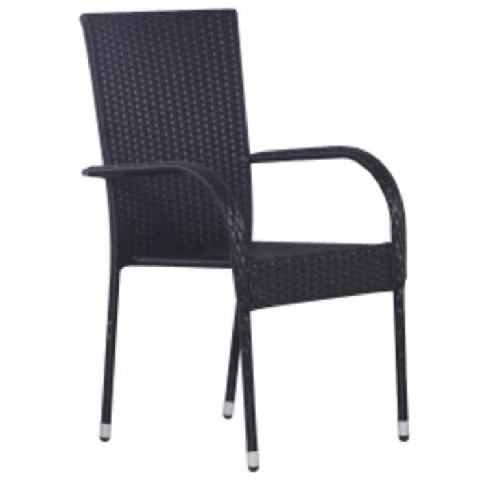 BURKE 5-Piece Garden Dining Set - Black - Wicker Resin - Powder-Coated Steel - Glass