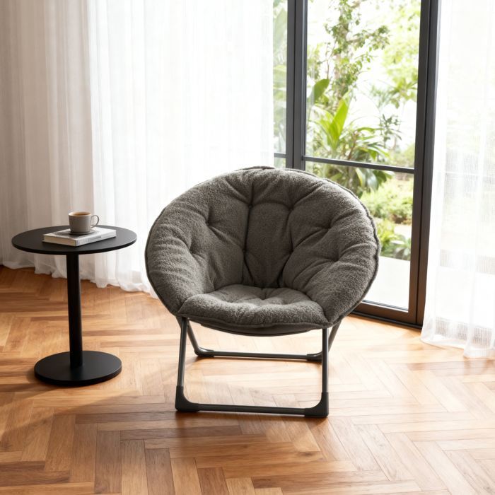 Fauteuil de table de sauce en laine de mouton pliable,Fauteuil de lune molle pliable portable,pour chambres à coucher, résidences,