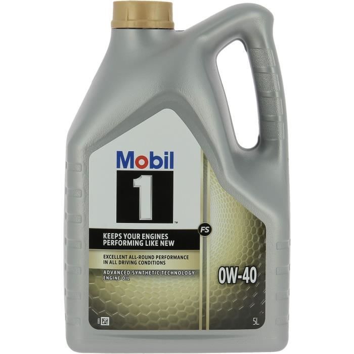 Aceite sintético para motor 5W-40 FS - MOBIL 1 - Lata de 5L - Ultra alto rendimiento - anticontaminación