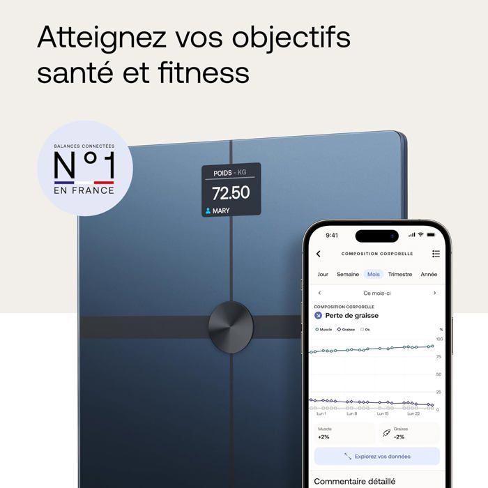 WITHINGS Body Smart – WLAN-fähige Körperanalysewaage, Schwarz
