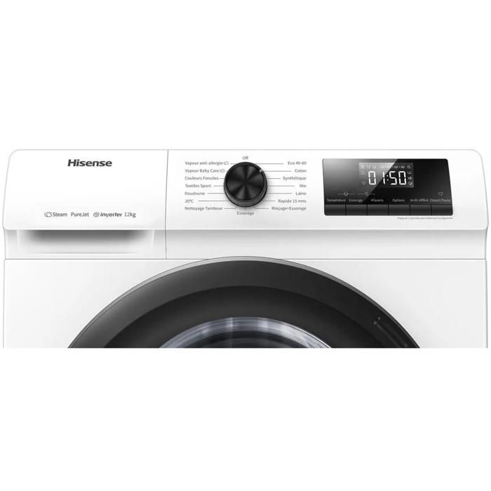 Lavatrice a carica frontale - HISENSE - 12 kg - 1400 giri/min - Funzione vapore - Display a LED