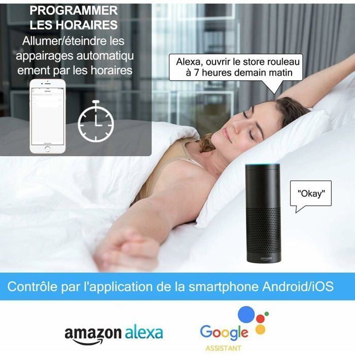 interruptores inteligentes para persianas enrollables, interruptores Wi-Fi para persianas enrollables, compatibles con Alexa y Google Home.