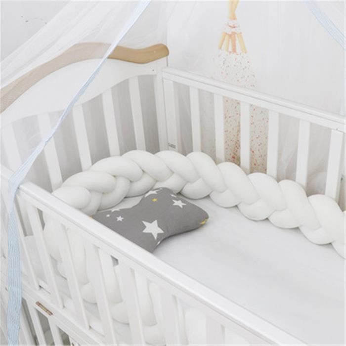 3M Snake Pillow Crib Bumper - White - Braided Bumper - Baby Protection