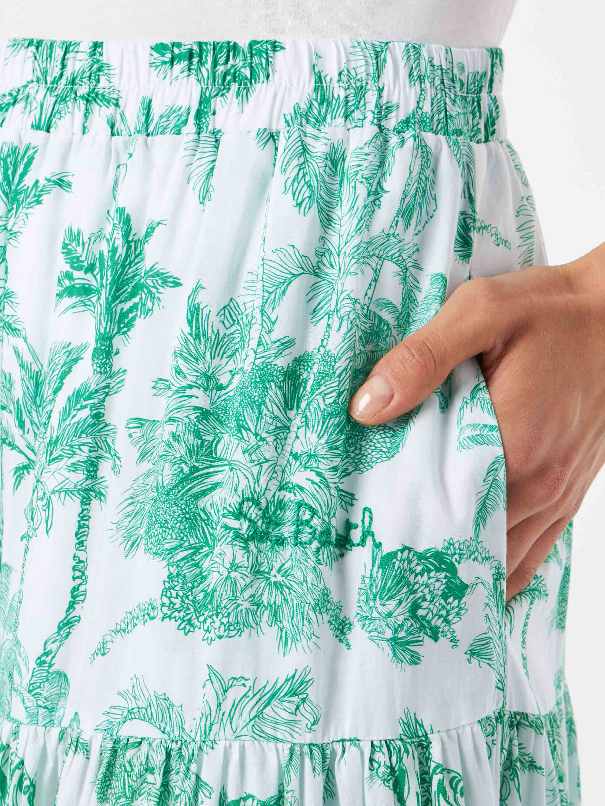 Lange katoenen damesrok met jungleprint