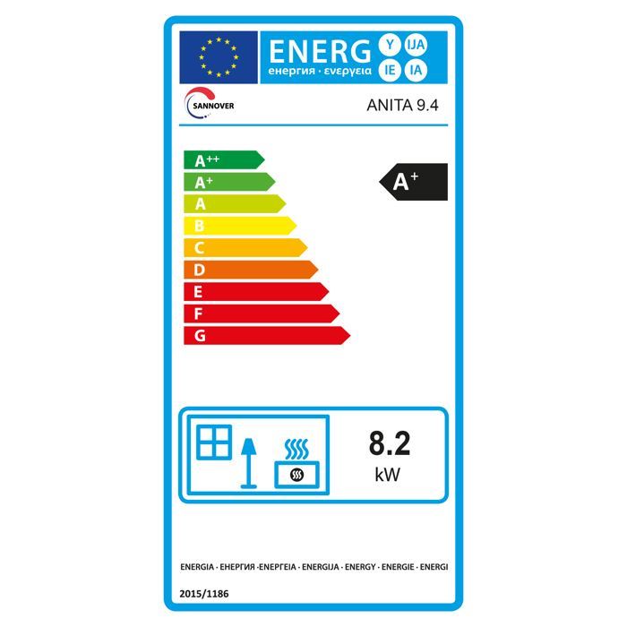 Estufa de pellets sellada negra Sannover Anita de 9,4 kW