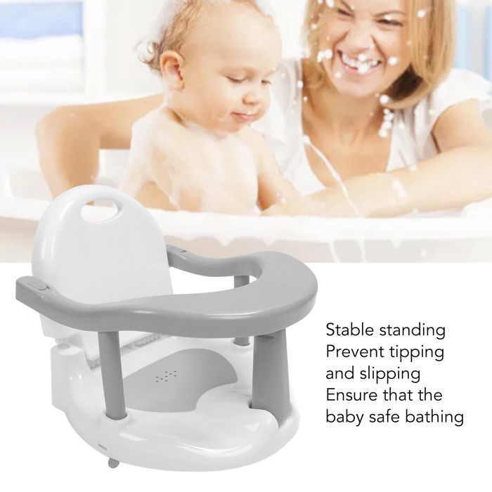 Taburete de baño para bebé OMABETA, asiento de baño con ruedas y de pie, antideslizante, taburete para lactancia, gris.
