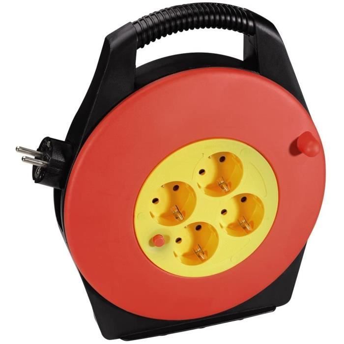 Cable de extensión Hama A220 de 10 m con carrete y 4 tomas con conexión a tierra.