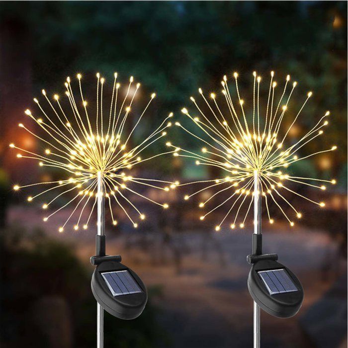 Set van 2 solar lampen - LUMISKY - FIREWORKS SPIKE - LED vuurwerkeffect - H97 cm - Decoratieve buitenverlichting