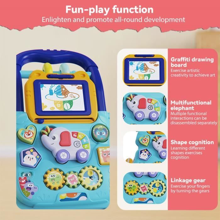 Andador para bebés, juguetes educativos para el aprendizaje temprano con mesa de actividades, el mejor regalo para tu bebé - rosa