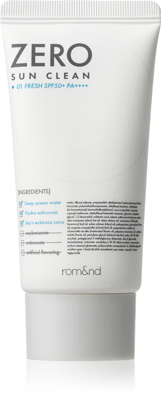 rom&nd Zero Sun Clean minerale beschermende gezichtscrème SPF 50+