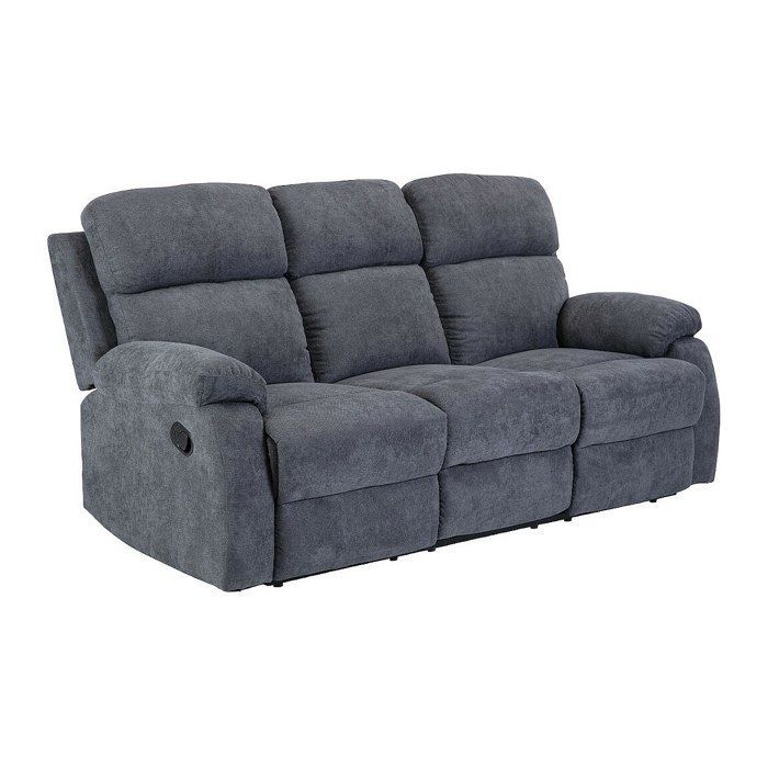 Sofá de 3 plazas y sillón reclinable TOLZANO en tela antracita - Antracita