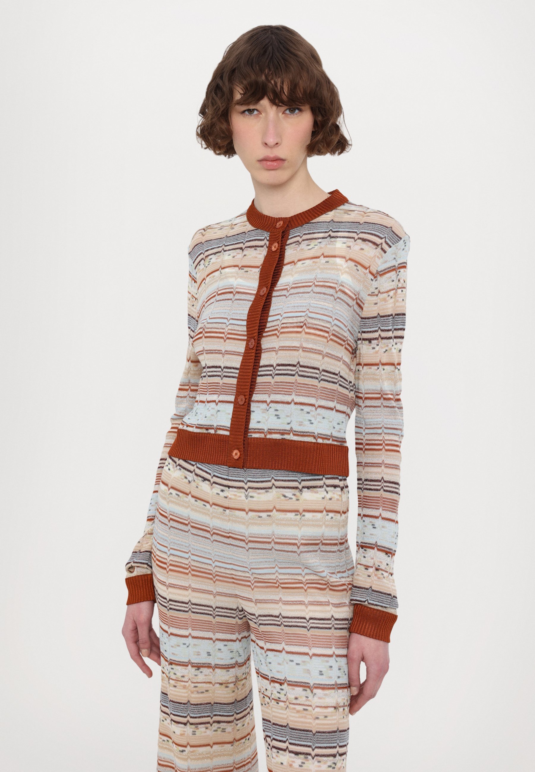Missoni BROEK - Broek - bruin/crème/grijs