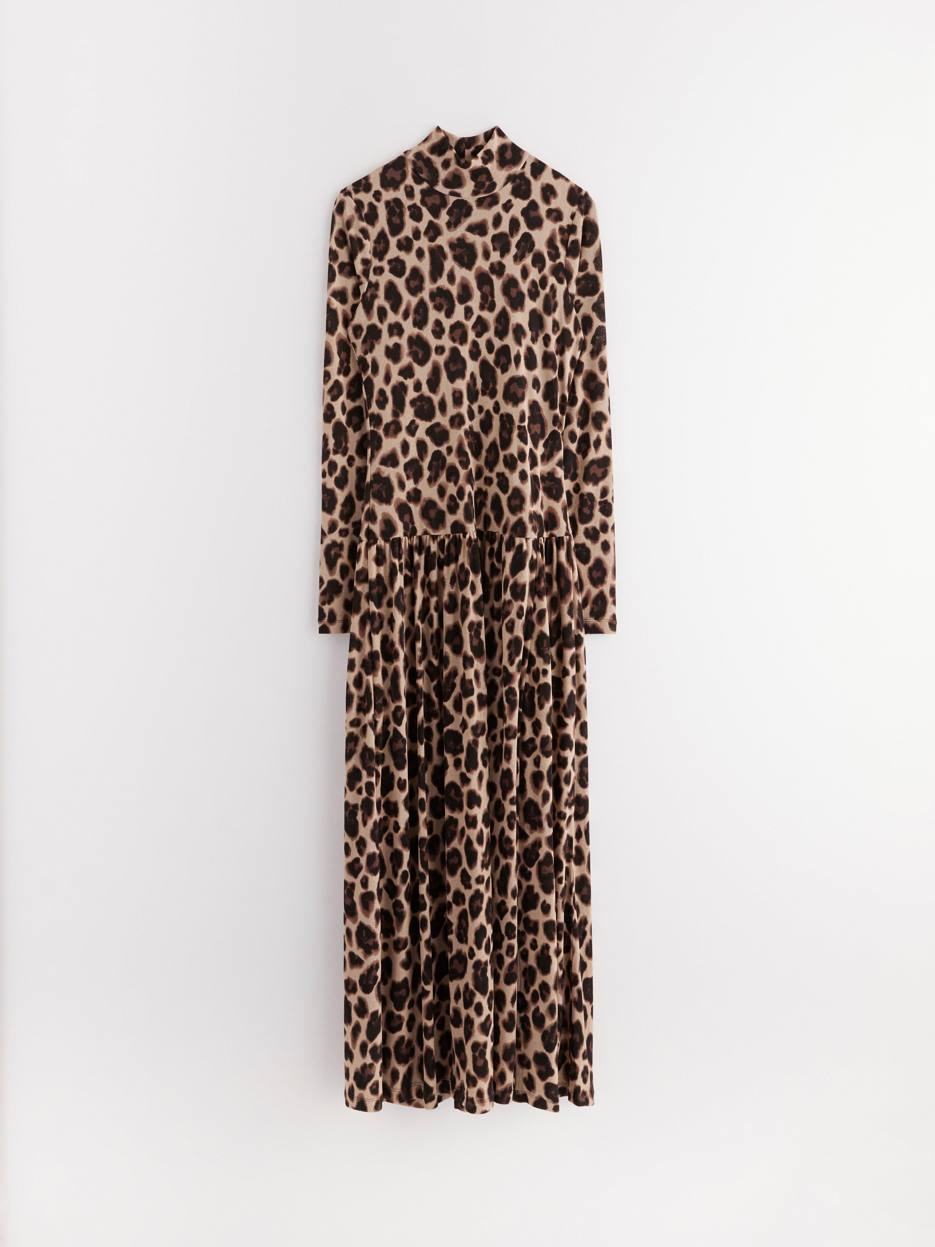 Vestido longo de manga comprida bege
