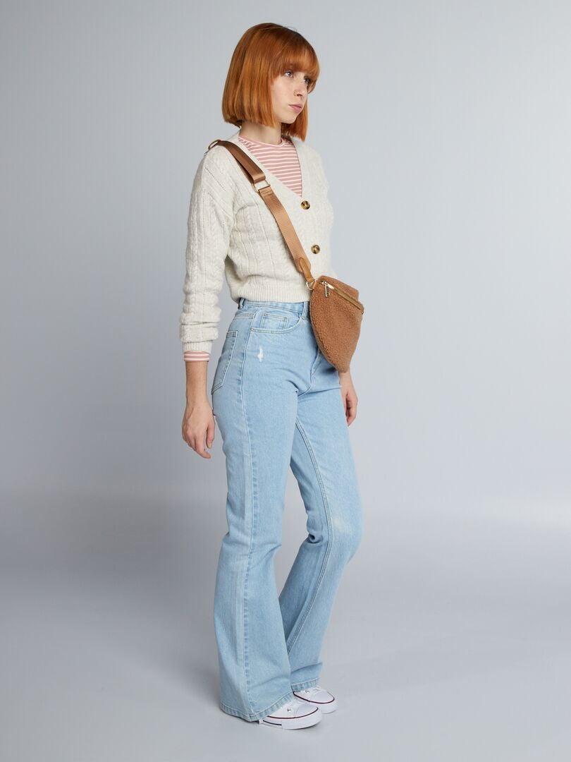 Kabelgebreid vest - BEIGE