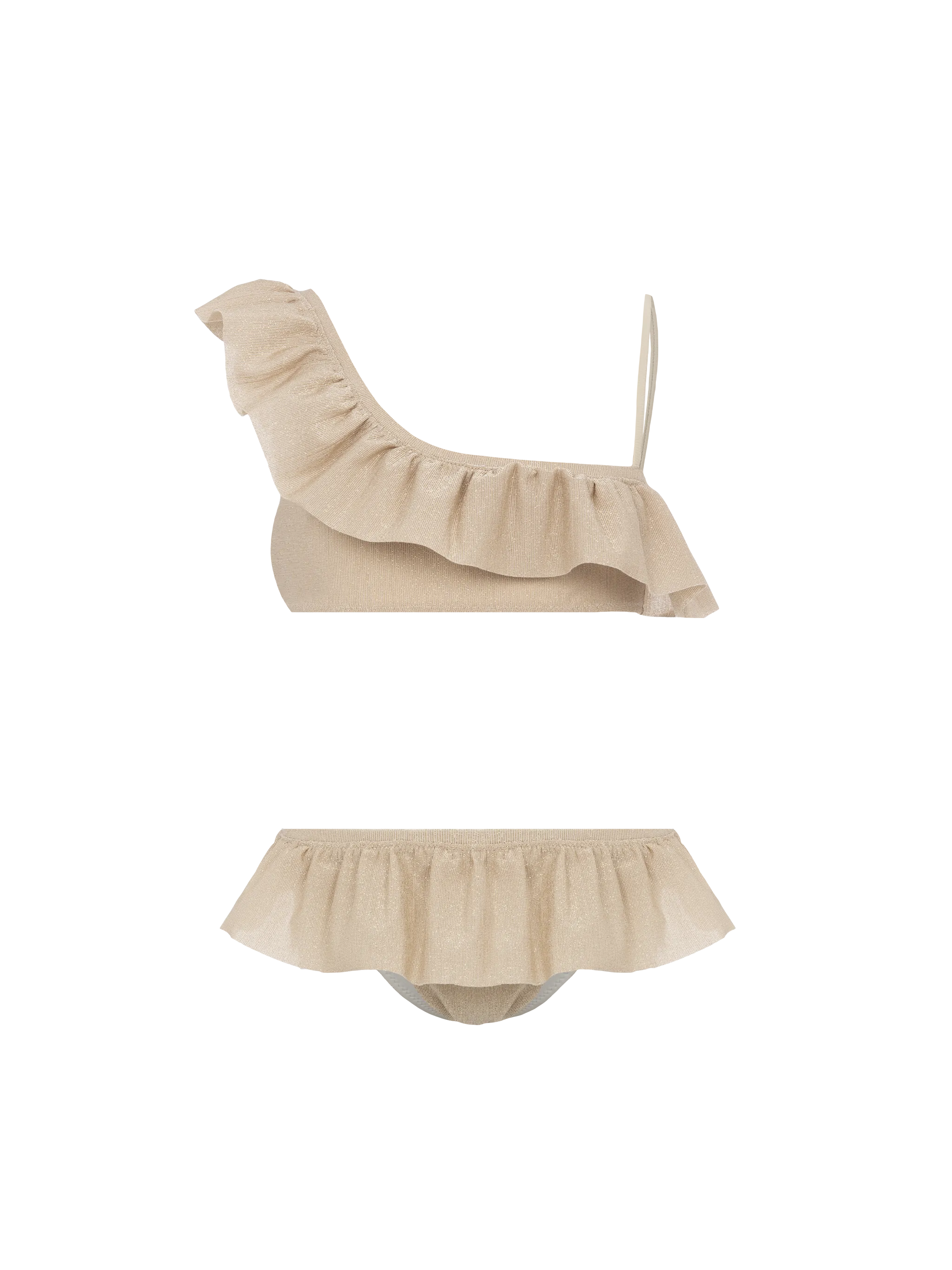 Bikini monospalla Rey in lurex con volant