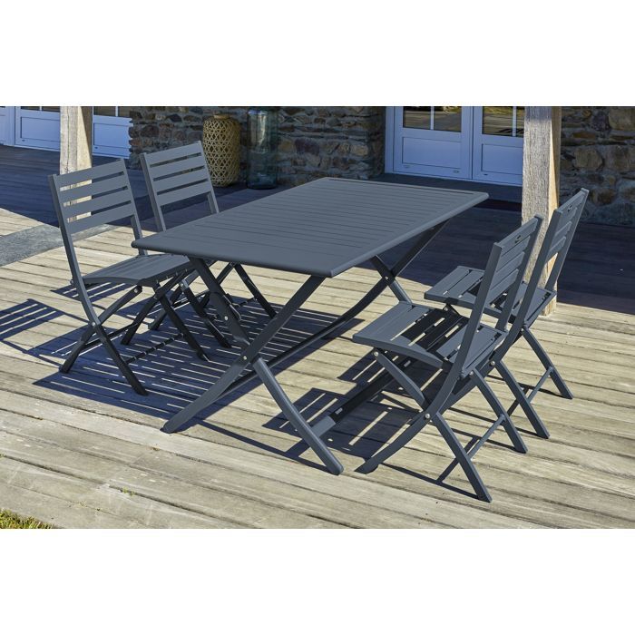 Tuinset voor 4 personen in antracietgrijs aluminium - Antracietgrijs