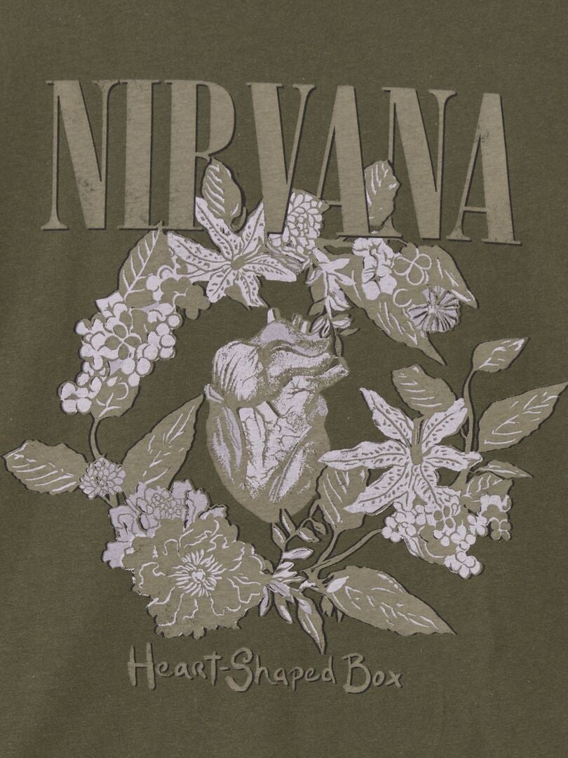 Camiseta de gola redonda 'Nirvana' - Cáqui