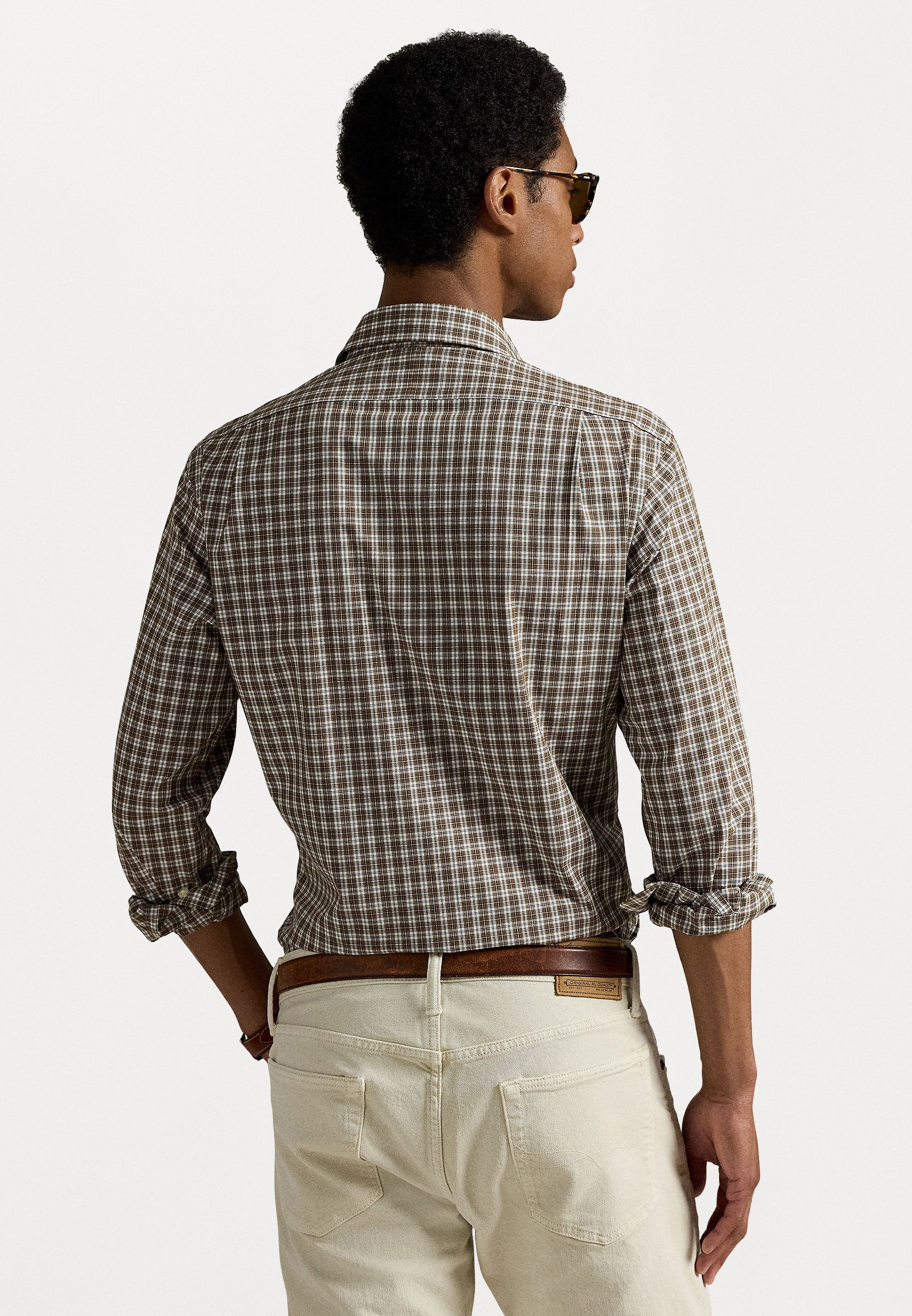 Polo Ralph Lauren KOŠULJA OD ELASTIČNOG POPLINA CUSTOM FIT - Košulja - smeđa višebojna