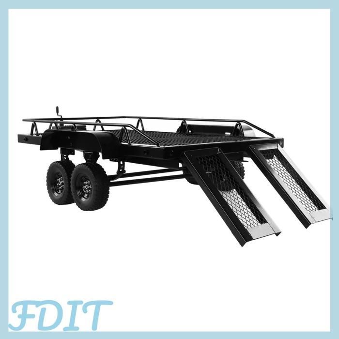 GOTOTOP 1/10 Rimorchio per auto RC, rimorchio in metallo resistente per veicoli giocattolo Traxxas SCX10 90046
