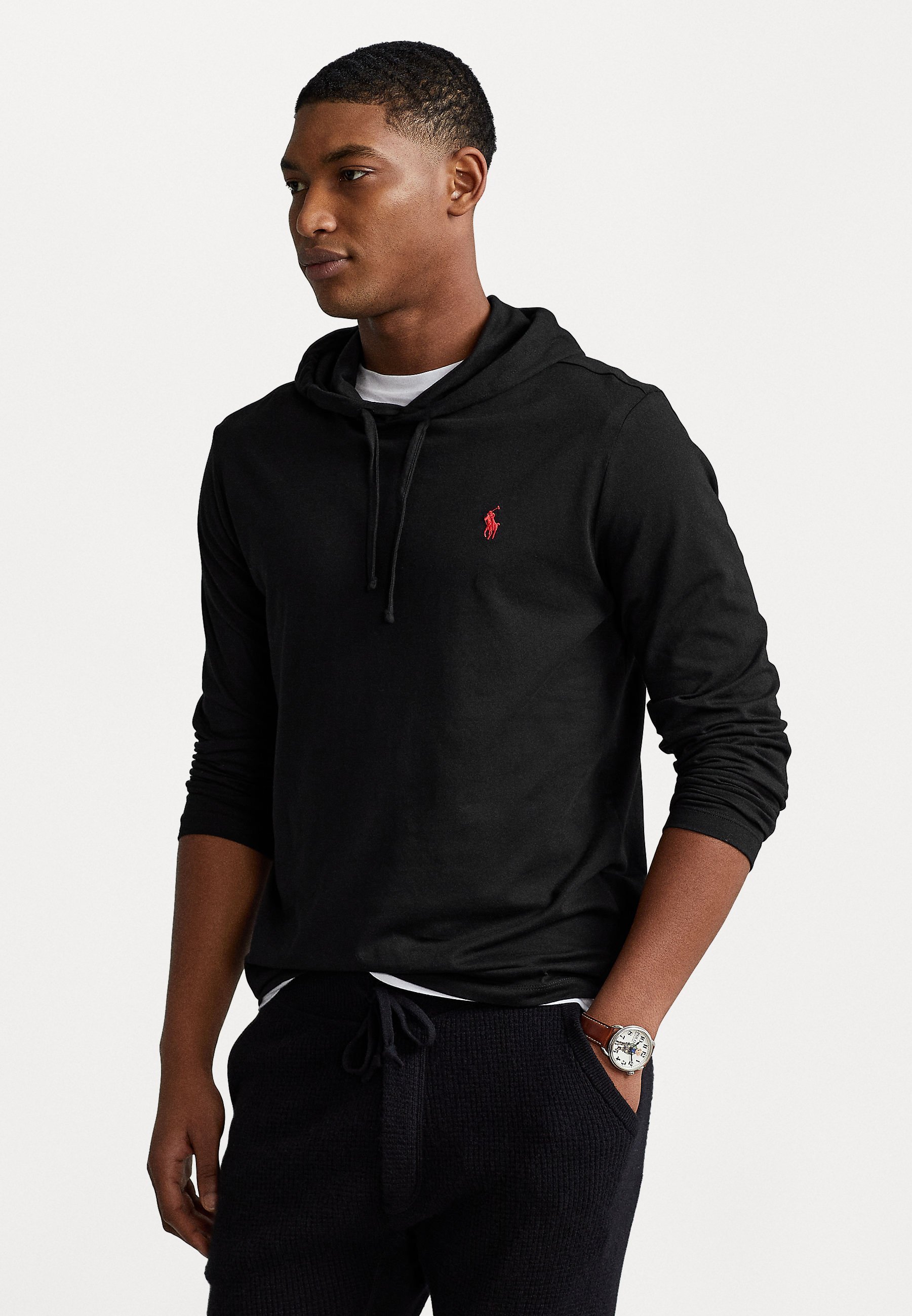 Polo Ralph Lauren JERSEY HOODED T-SHIRT - Hoodie - zwart