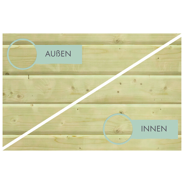 Houten zwembad, waarvan één met terras.