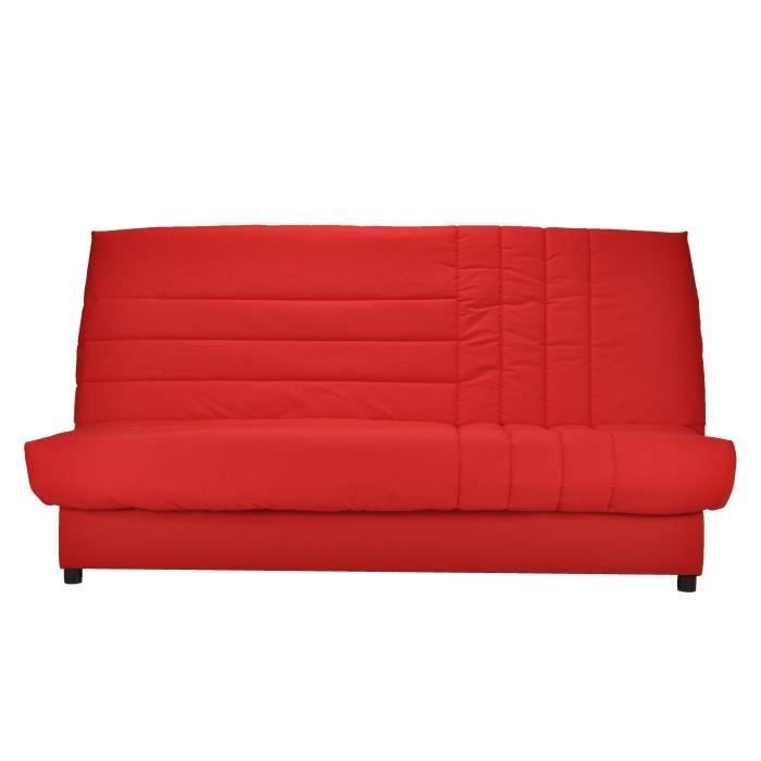 Sofá-cama COMFORT BULTEX de 3 lugares com mecanismo click-clack - Tecido vermelho, 192 cm de largura x 95 cm de profundidade - BEIJA
