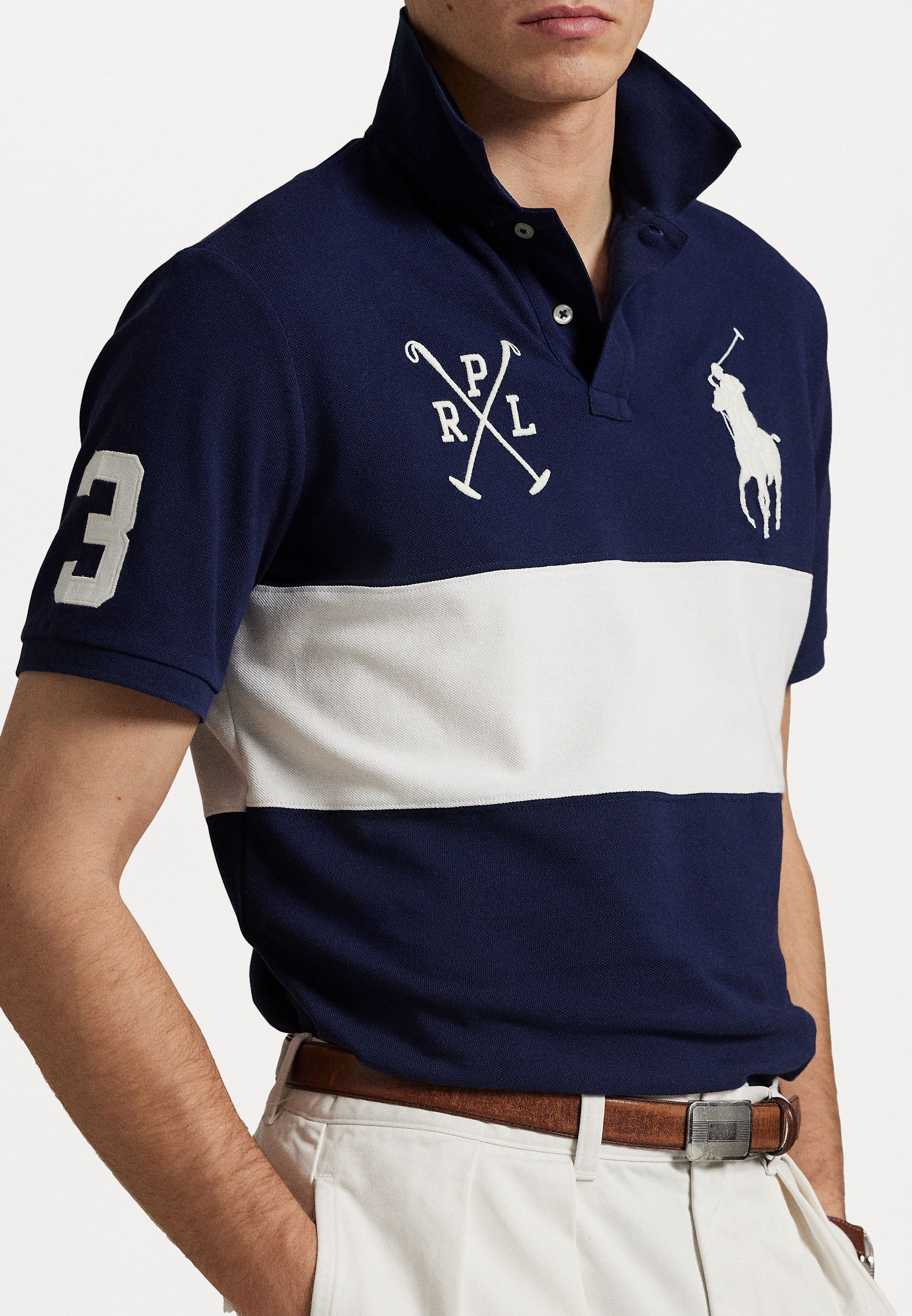 Polo Ralph Lauren Custom Slim Fit Big Pony Mesh Polo Shirt - Polo shirt - newport navy/nevis